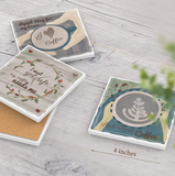 Custom Printed Square Absorbent Ceramic Coasters with Non-Slip Cork Backing