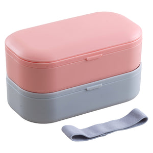 2-layers Leak-proof Microwavable Lunch box with cutlery & Divider