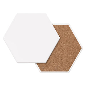 Custom Printed Hexagonal Absorbent Ceramic Coasters with Non-Slip Cork Backing